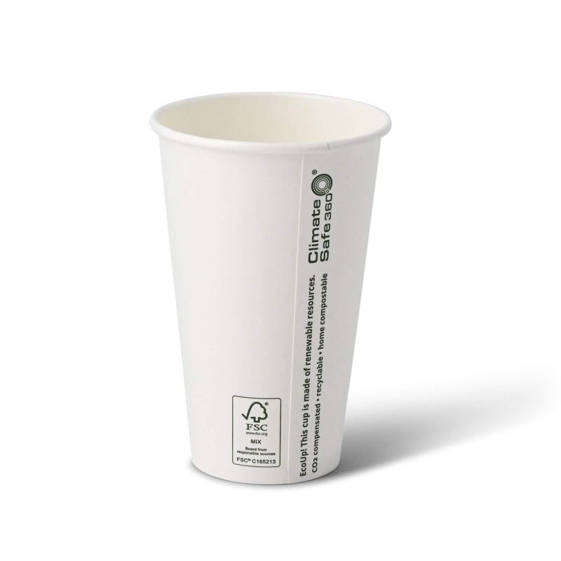 Coppette di carta da 16 oz parete singola, Ø 90 mm, bianco