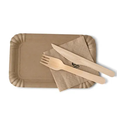 Piatti di carta biodegradabili 13x20 cm, kraft, rettangolari asporto domicilio take away monouso