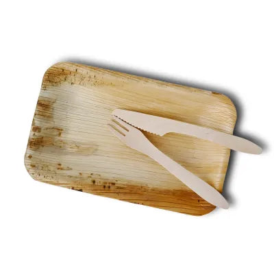 Piatti di foglie di palma rettangolari asporto domicilio Ristorazione Forniture Monouso Eco Bio Biodegradabile Packaging Consumabili
