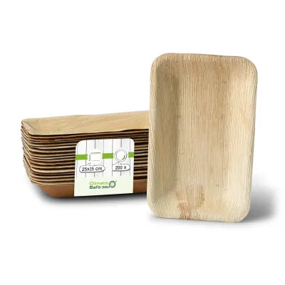 Piatti di foglie di palma rettangolari asporto domicilio Ristorazione Forniture Monouso Eco Bio Biodegradabile Packaging Consumabili Ecologico Ingrosso fornitore forniture Take away
