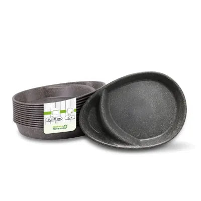 Piatti divisi riutilizzabili 27,5×20×3,5 cm, 2 scomparti, a goccia, pepe/grigio