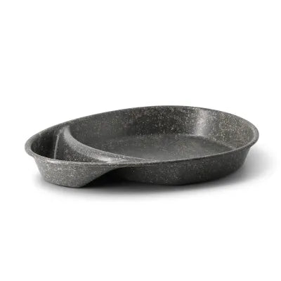 Piatti divisi riutilizzabili 27,5×20×3,5 cm, 2 scomparti, a goccia, pepe/grigio asporto