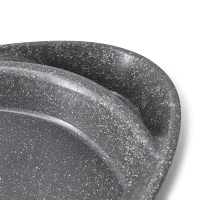 Piatti divisi riutilizzabili 27,5×20×3,5 cm, 2 scomparti, a goccia, pepe/grigio asporto domicilio take away monouso