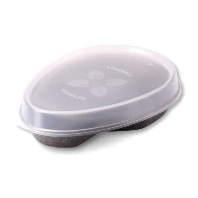 Piatti divisi riutilizzabili 27,5×20×3,5 cm, 2 scomparti, a goccia, pepe/grigio asporto domicilio take away monouso forniture