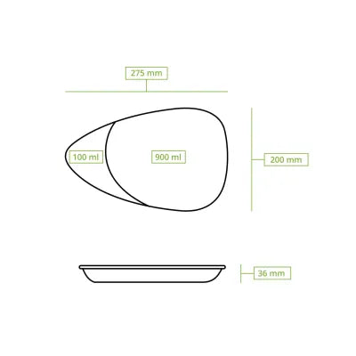Piatti divisi riutilizzabili 27,5×20×3,5 cm, 2 scomparti, a goccia, pepe/grigio asporto domicilio take away monouso forniture ingrosso ristorante fast food