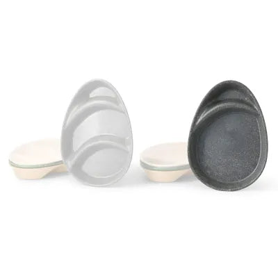 Piatti divisi riutilizzabili 27,5×20×3,5 cm, 2 scomparti, a goccia, pepe/grigio asporto domicilio take away monouso forniture ingrosso ristorante fast food paninerie