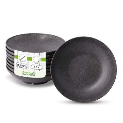 Piatti riutilizzabili Ø 21,5 cm, profondi, rotondi, pepe/grigio