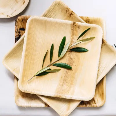 Piatto quadrati di foglia di palma asporto domicilio Ristorazione Forniture Monouso Eco Bio Biodegradabile Packaging Consumabili