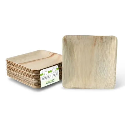 Piatto quadrati di foglia di palma asporto domicilio Ristorazione Forniture Monouso Eco Bio Biodegradabile Packaging Consumabili Ecologico Ingrosso fornitore forniture Take away