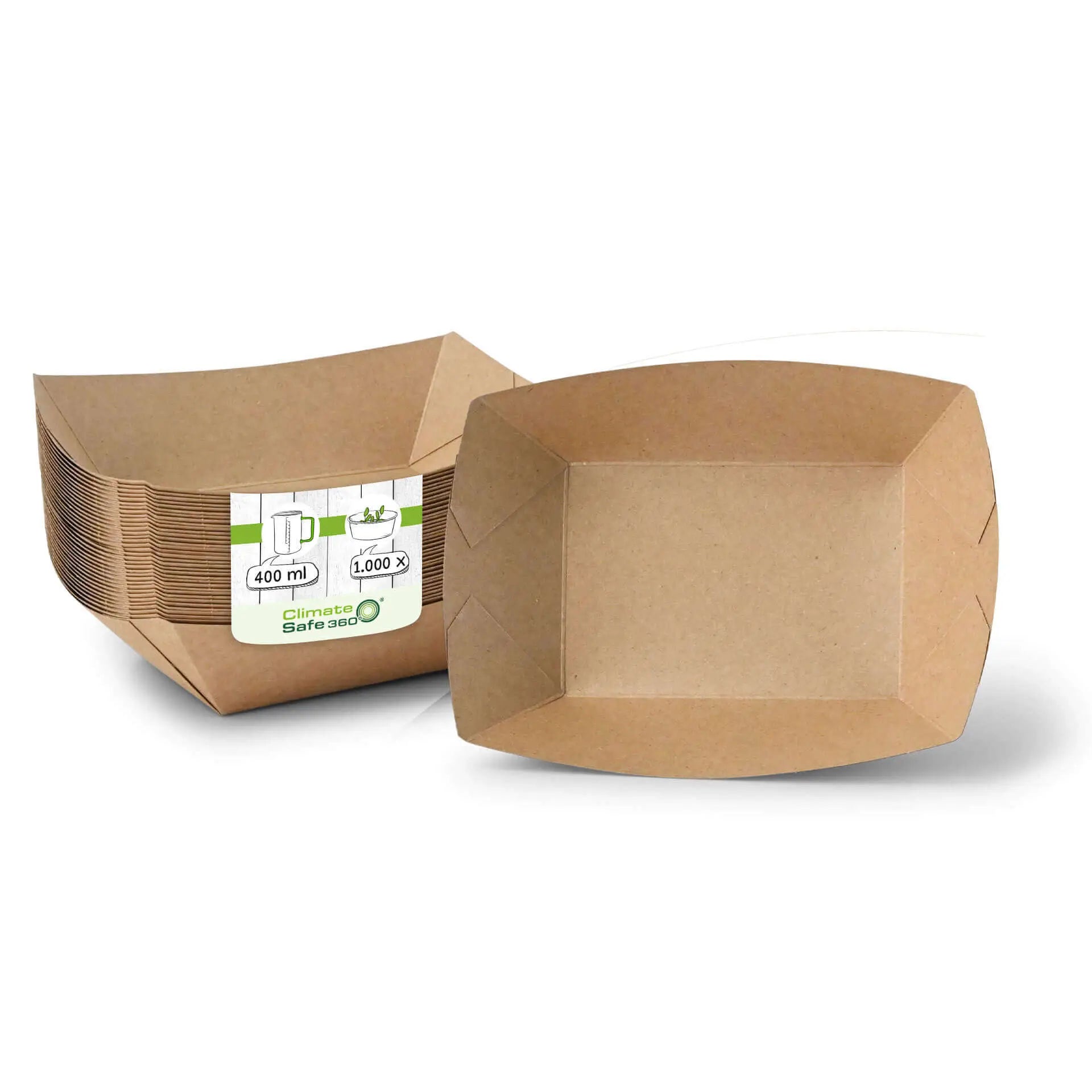 Premium Paper Food Vassoi 400 ml marrone biopatinato asporto domicilio Ristorazione Forniture Monouso Eco Bio Biodegradabile Packaging Consumabili Ecologico Ingrosso fornitore forniture Take away 1
