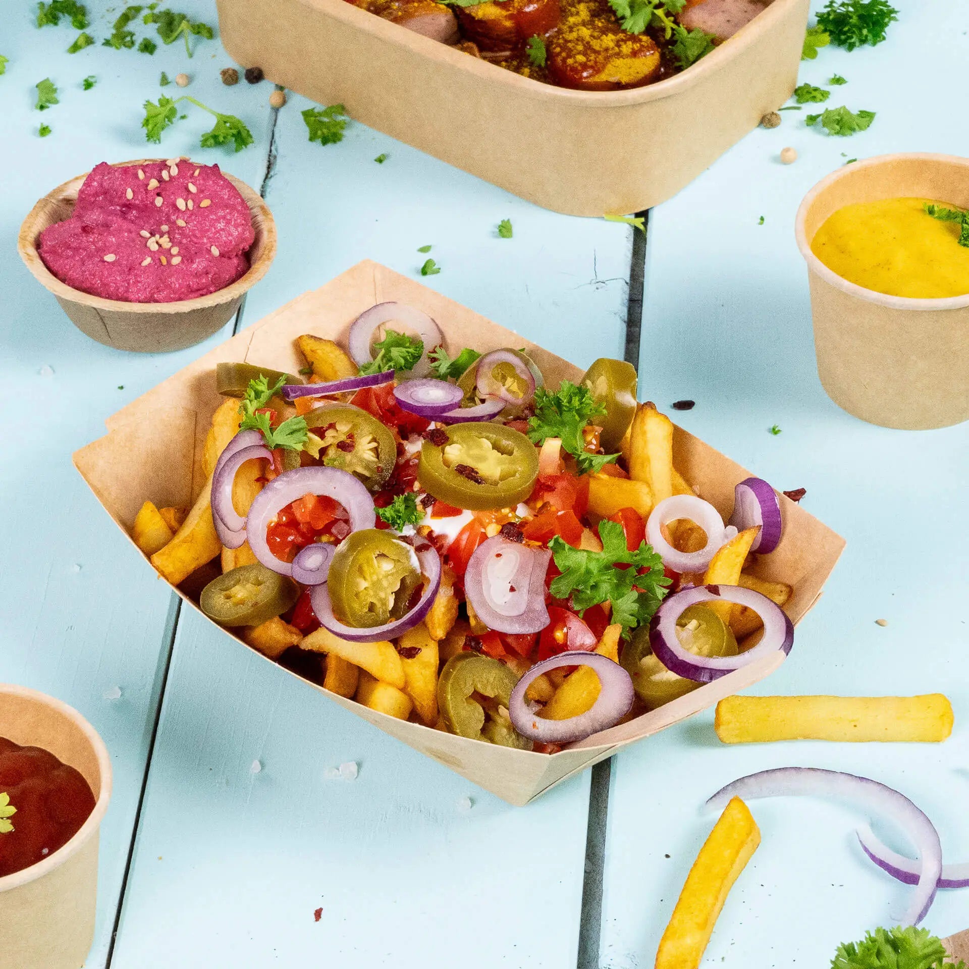 Premium Paper Food Vassoi 400 ml marrone biopatinato asporto domicilio Ristorazione Forniture Monouso Eco Bio Biodegradabile Packaging Consumabili Ecologico Ingrosso fornitore forniture Take away 6
