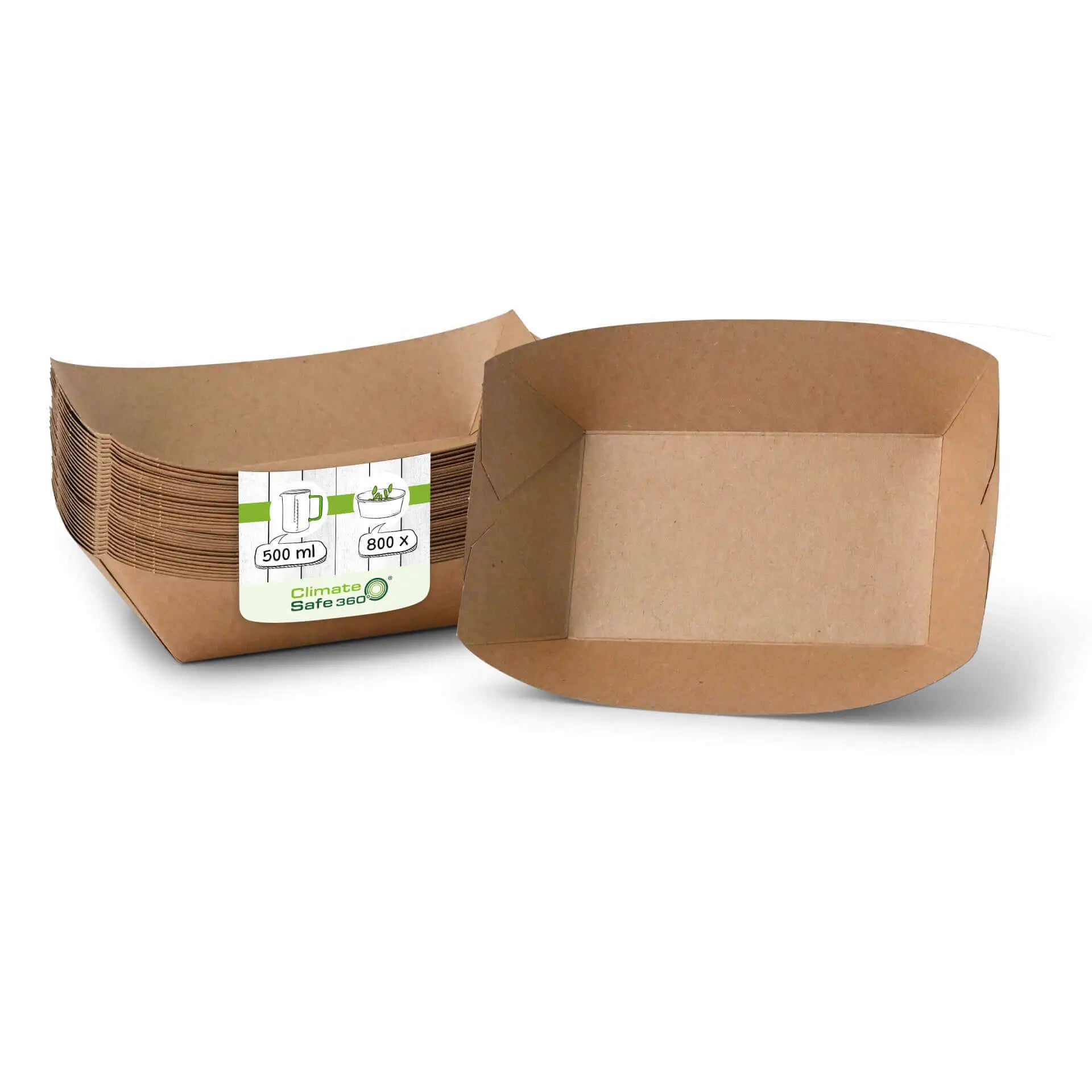 Premium Paper Food Vassoi 500 ml, marrone, biopatinato