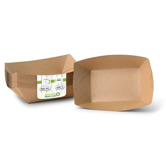Premium Paper Food Vassoi 800 ml marrone biopatinato asporto domicilio Ristorazione Forniture Monouso Eco Bio Biodegradabile Packaging Consumabili Ecologico Ingrosso fornitore forniture Take away 1
