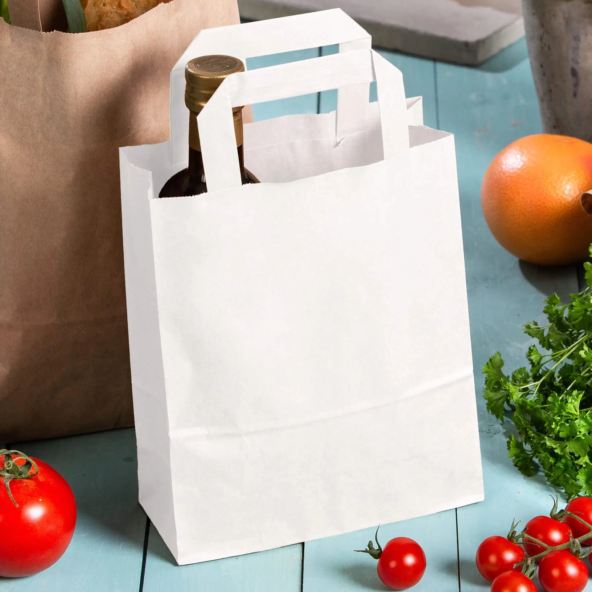 Sacchetti carta Kraft S 18x8x22 cm bianco asporto domicilio Ristorazione Forniture Monouso Eco Bio Biodegradabile Packaging Consumabili Ecologico Ingrosso fornitore forniture Take away 7
