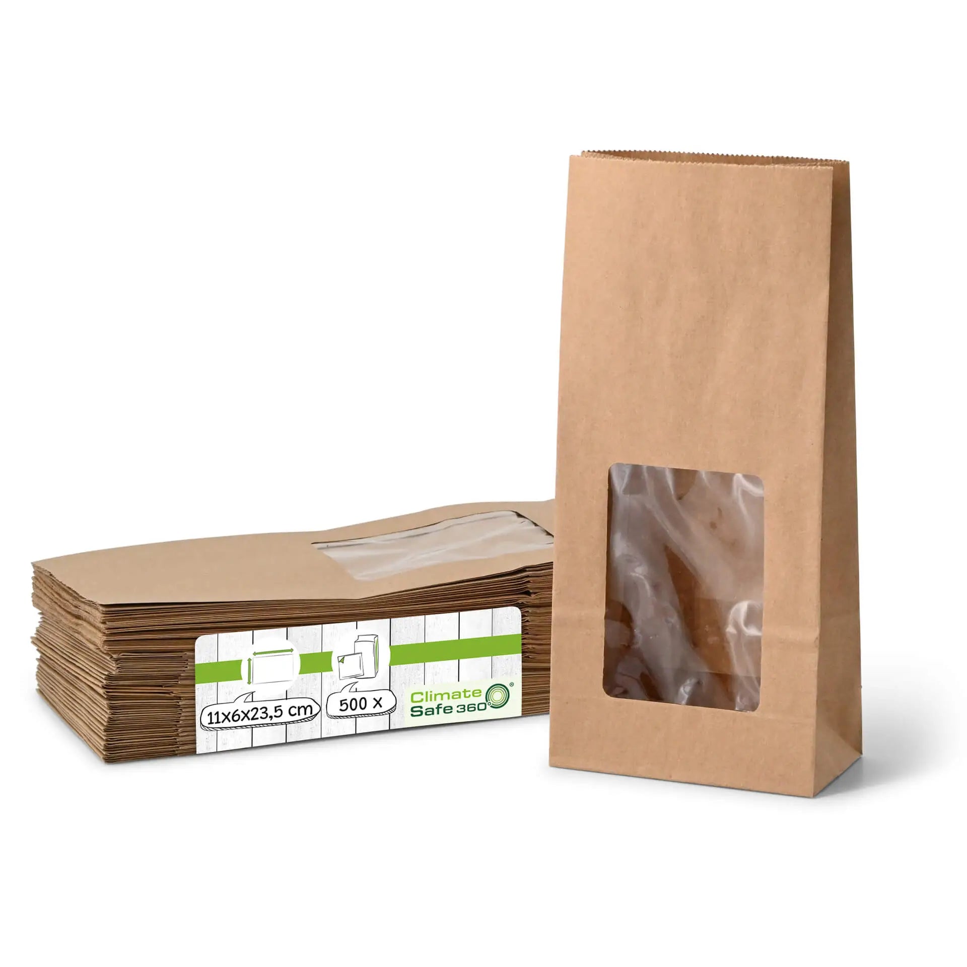 Sacchetti fondo quadro PLA-finestra M 11x6x23,5 cm marrone carta kraft asporto domicilio Ristorazione Forniture Monouso Eco Bio Biodegradabile Packaging Consumabili Ecologico Ingrosso fornitore forniture Take away 1
