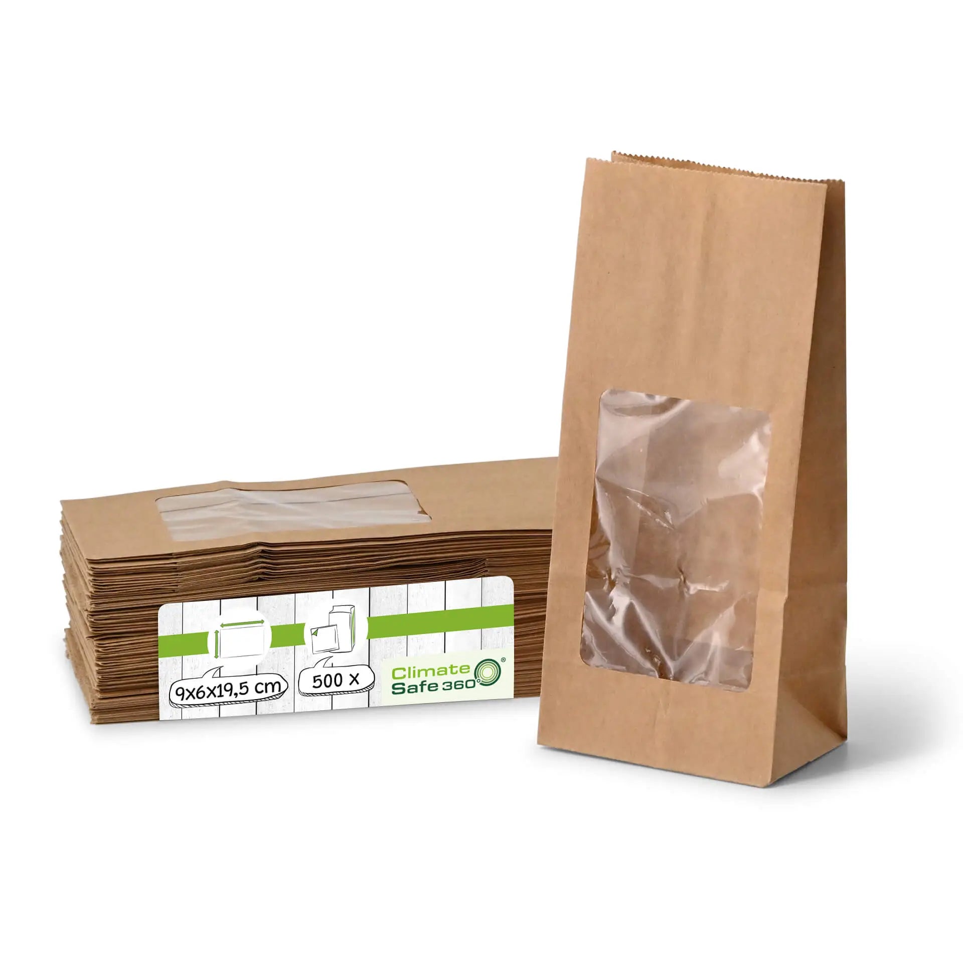Sacchetti fondo quadro PLA-finestra S 9x6x19,5 cm marrone carta kraft asporto domicilio Ristorazione Forniture Monouso Eco Bio Biodegradabile Packaging Consumabili Ecologico Ingrosso fornitore forniture Take away 1
