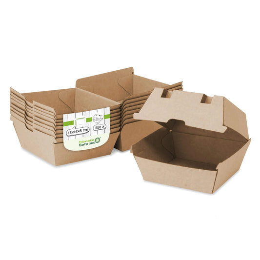 Scatole hamburger asporto 13x14x8 cm cartone kraft asporto domicilio Ristorazione Forniture Monouso Eco Bio Biodegradabile Packaging Consumabili Ecologico Ingrosso fornitore forniture Take away 1

