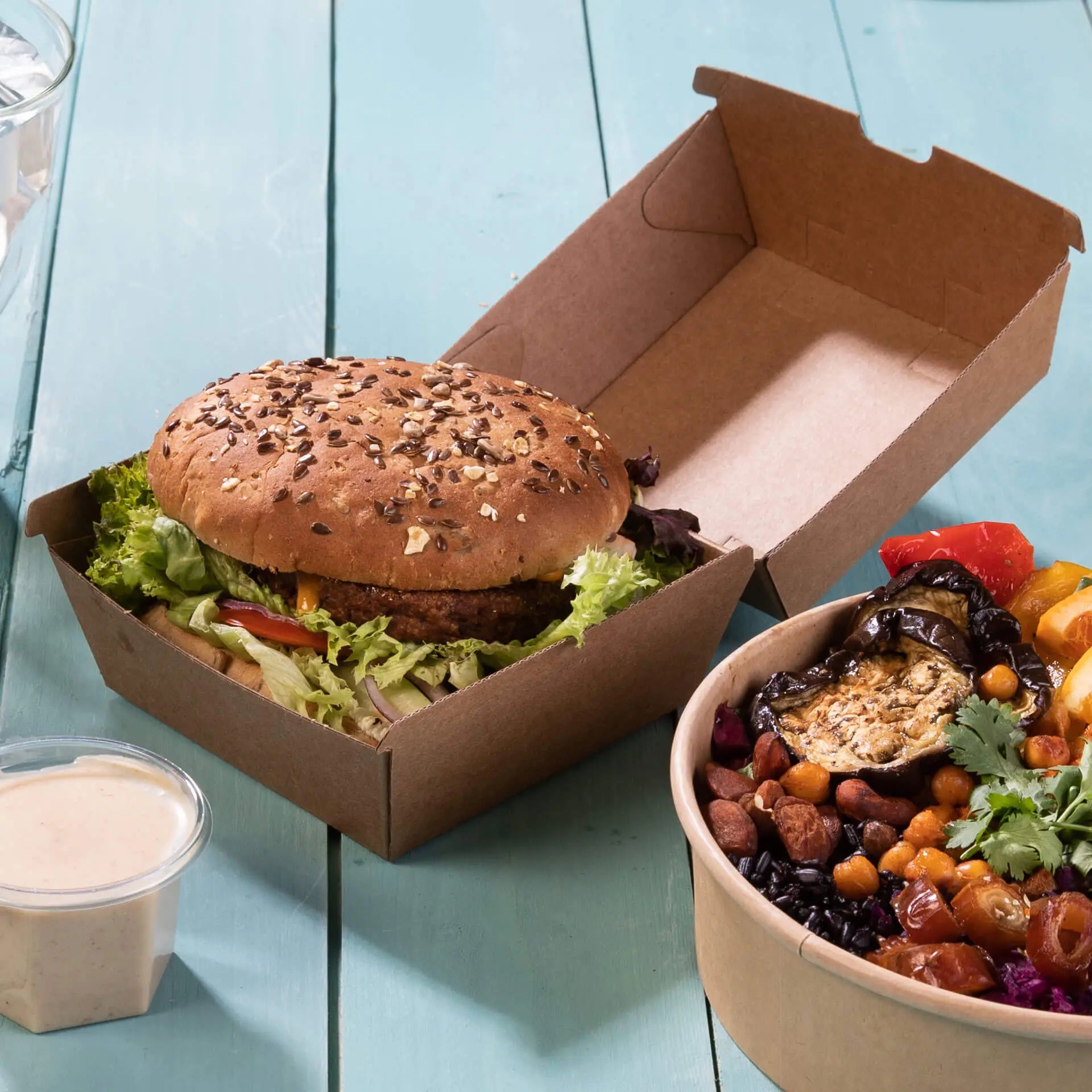 Scatole hamburger asporto 13x14x8 cm cartone kraft asporto domicilio Ristorazione Forniture Monouso Eco Bio Biodegradabile Packaging Consumabili Ecologico Ingrosso fornitore forniture Take away 7
