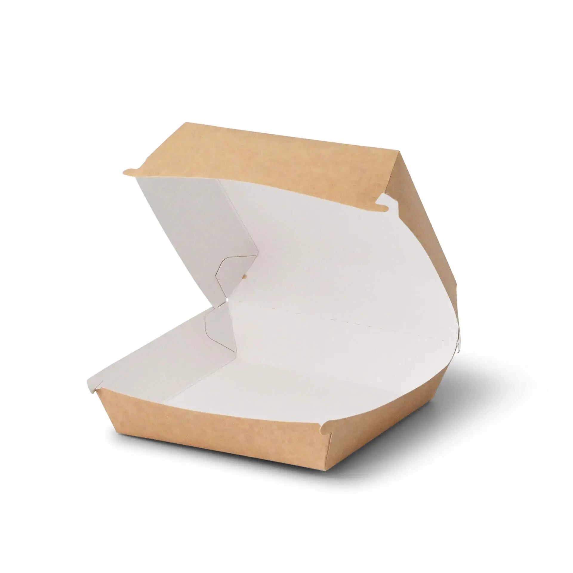 Scatole hamburger asporto 14,5x14,5x8 cm bianco kraft asporto domicilio Ristorazione Forniture Monouso Eco Bio Biodegradabile Packaging Consumabili Ecologico Ingrosso fornitore forniture Take away 3
