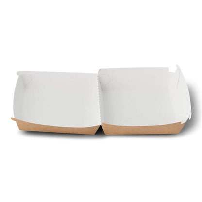 Scatole hamburger asporto 14,5x14,5x8 cm bianco kraft asporto domicilio Ristorazione Forniture Monouso Eco Bio Biodegradabile Packaging Consumabili Ecologico Ingrosso fornitore forniture Take away 4
