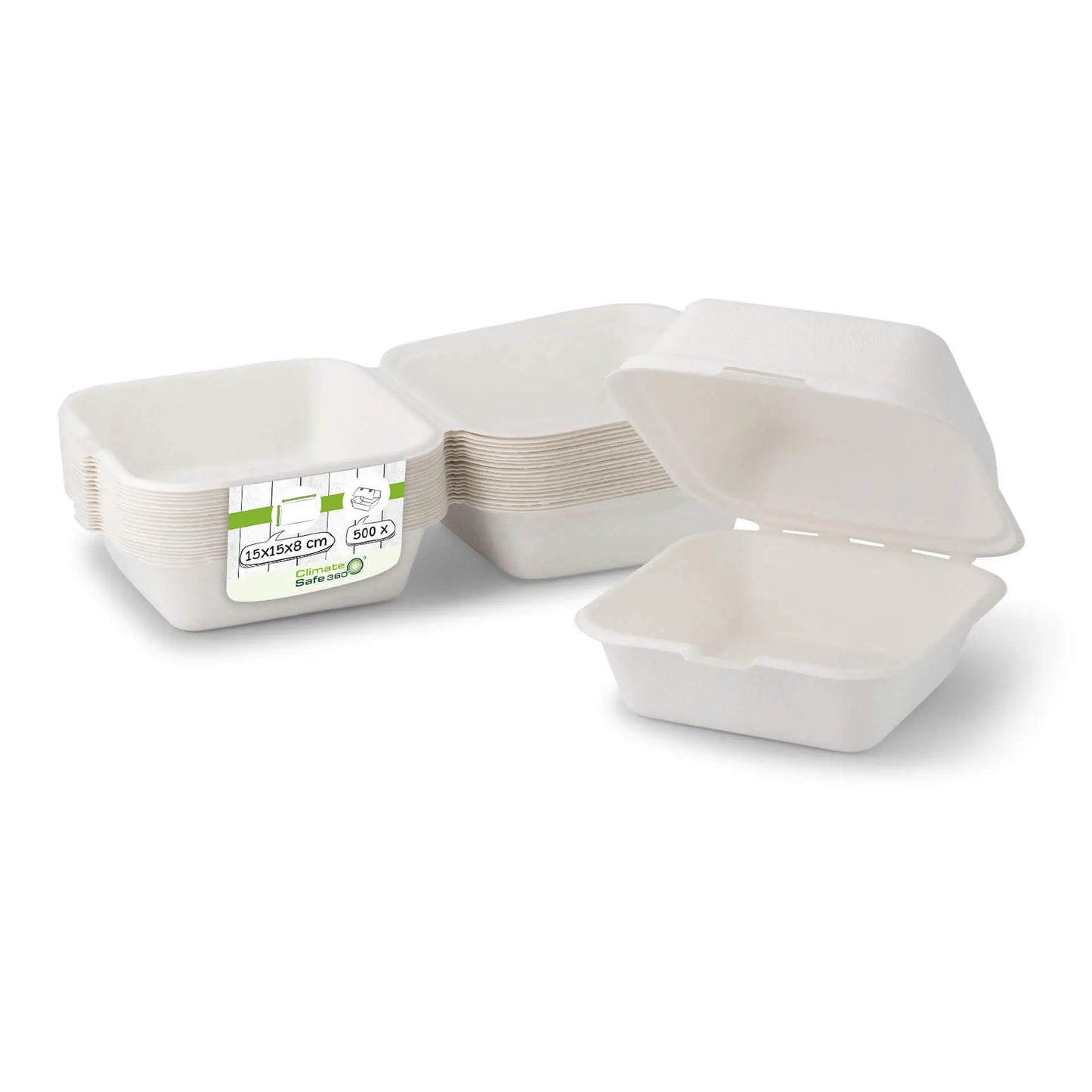 Scatole hamburger canna di zucchero 15x15x8 cm quadrate asporto domicilio Ristorazione Forniture Monouso Eco Bio Biodegradabile Packaging Consumabili Ecologico Ingrosso fornitore forniture Take away 1

