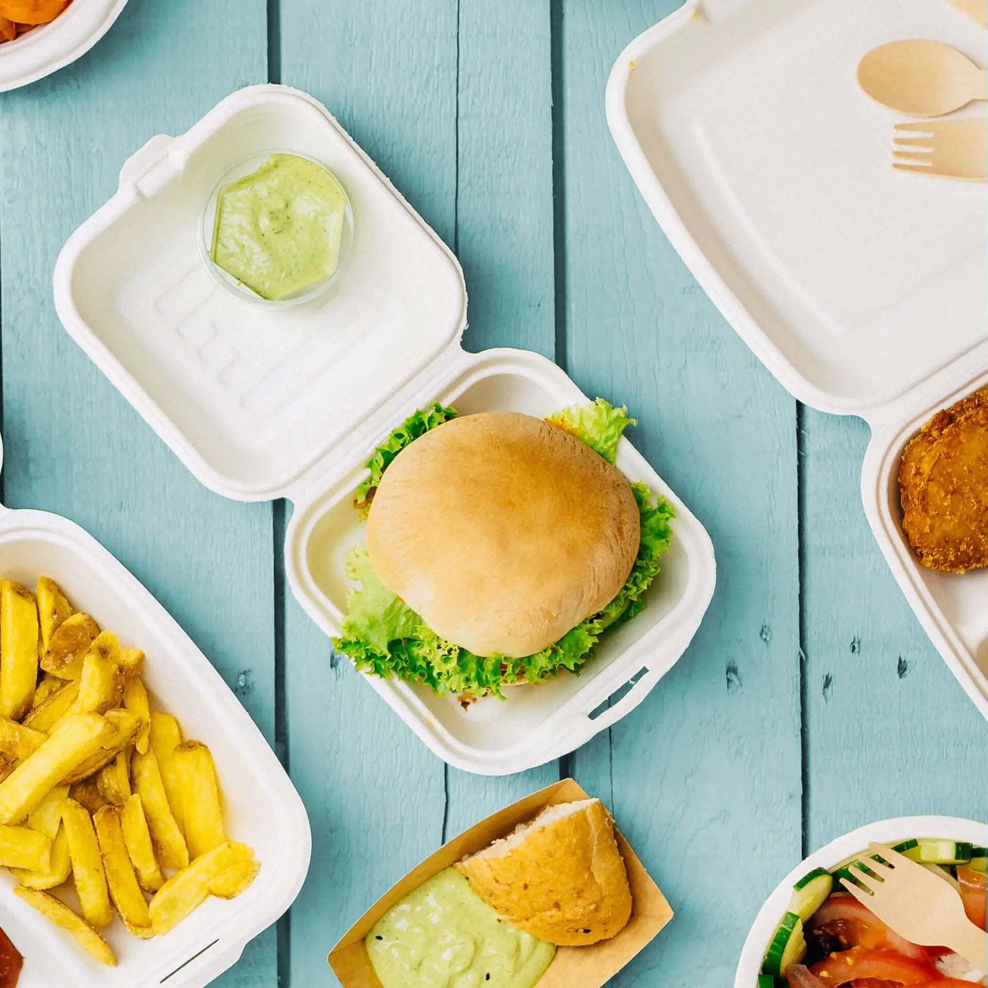 Scatole hamburger canna di zucchero 15x15x8 cm quadrate asporto domicilio Ristorazione Forniture Monouso Eco Bio Biodegradabile Packaging Consumabili Ecologico Ingrosso fornitore forniture Take away 7
