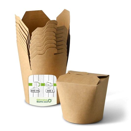 Scatole noodle 650 ml kraft rivestite PLA asporto domicilio Ristorazione Forniture Monouso Eco Bio Biodegradabile Packaging Consumabili Ecologico Ingrosso fornitore forniture Take away 1
