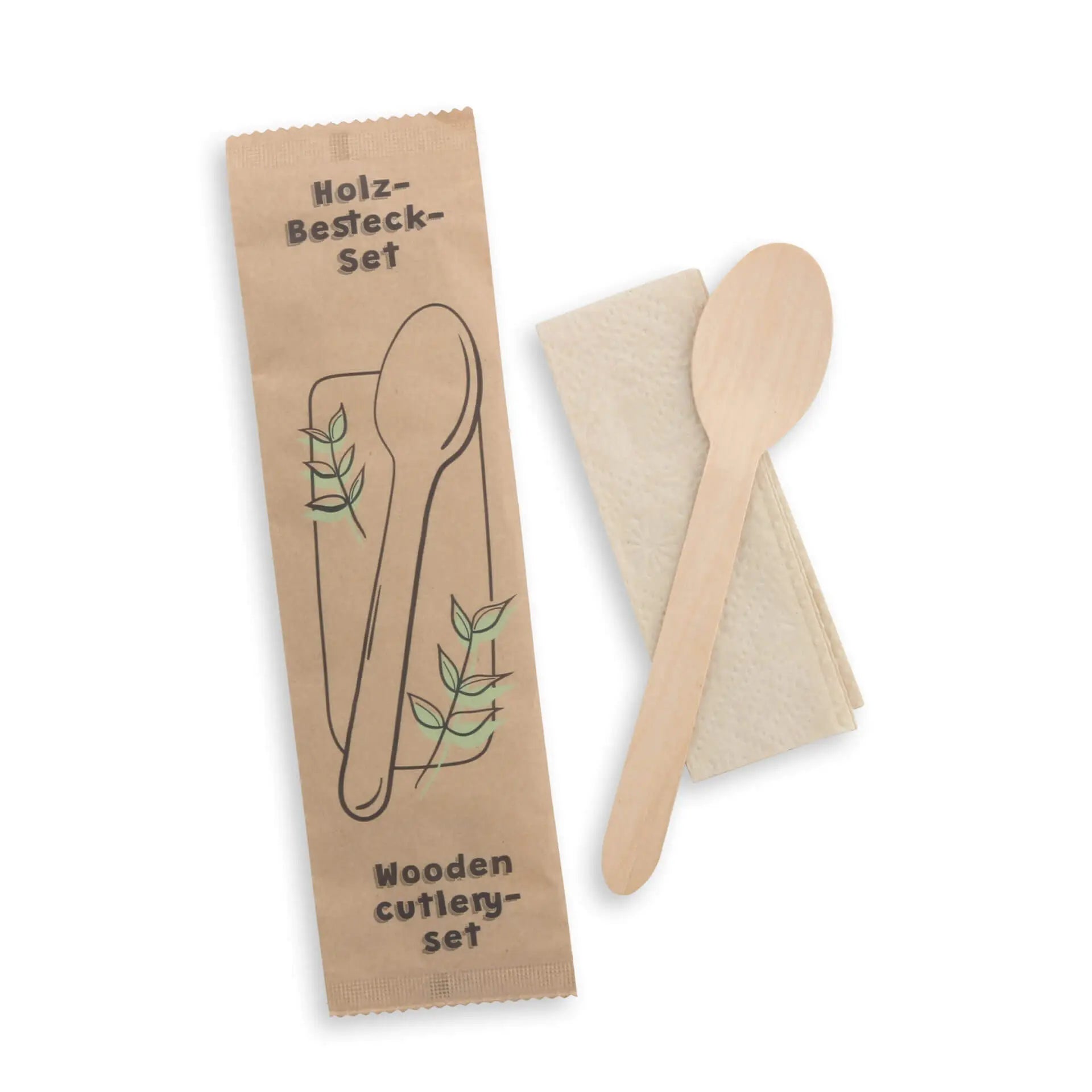 Set posate legno cucchiaio tovagliolo 16 cm rivestimento biologico asporto domicilio Ristorazione Forniture Monouso Eco Bio Biodegradabile Packaging Consumabili Ecologico Ingrosso fornitore forniture Take away 2
