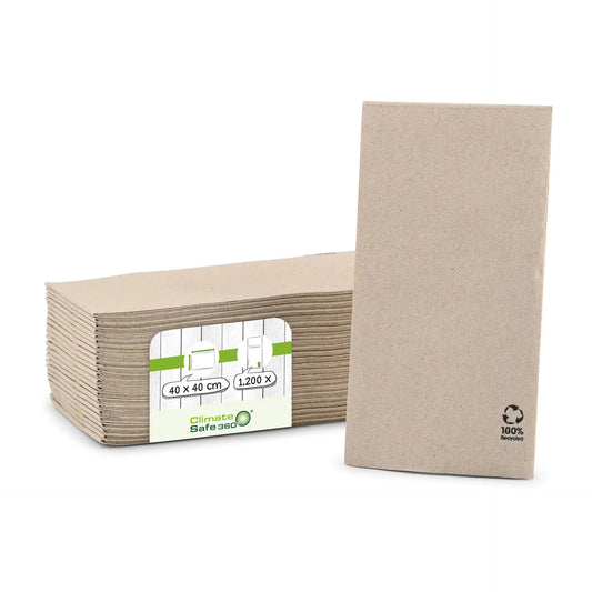 Tovaglioli carta riciclata Premium 40x40 cm 2 veli 1/8 piega non sbiancato asporto domicilio Ristorazione Forniture Monouso Eco Bio Biodegradabile Packaging Consumabili Ecologico Ingrosso fornitore forniture Take away 1
