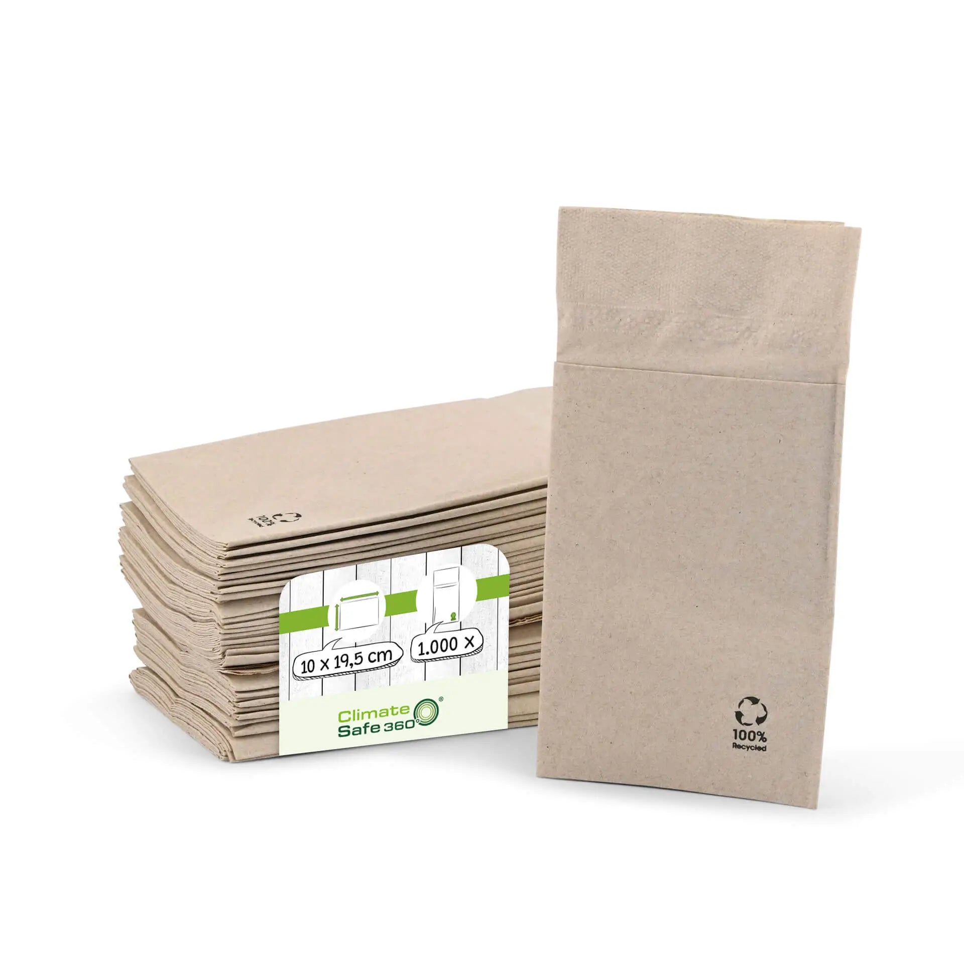 Tovaglioli posate carta riciclata 10x19,5 cm 2 veli non sbiancato asporto domicilio Ristorazione Forniture Monouso Eco Bio Biodegradabile Packaging Consumabili Ecologico Ingrosso fornitore forniture Take away 1
