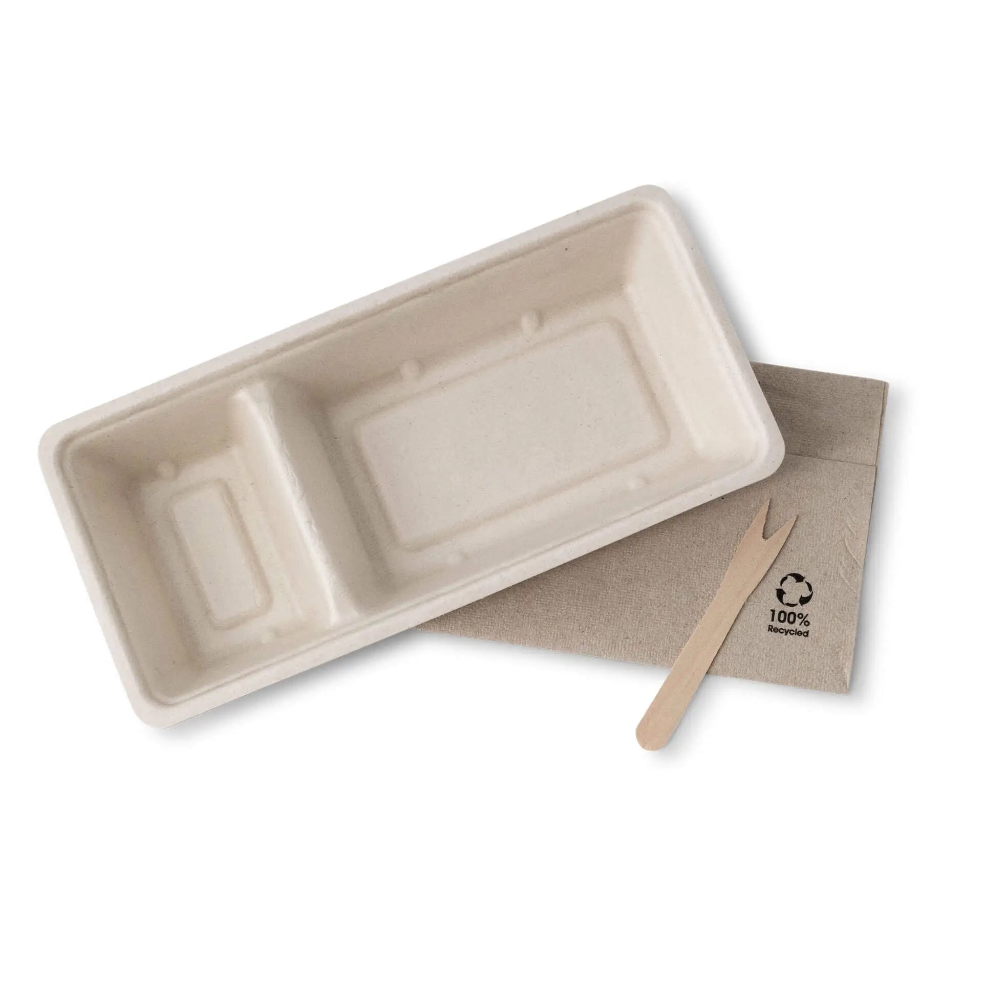 Vassoi patatine fritte canna di zucchero 2 scomparti 9,5x20x3,5 cm asporto domicilio Ristorazione Forniture Monouso Eco Bio Biodegradabile Packaging Consumabili Ecologico Ingrosso fornitore forniture Take away 5
