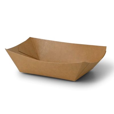 Vassoi per snack di cartone 400 ml, 17 x 12,5 x 4 cm, marrone ingrosso ristoranti paninerie pub pizzerie asporto 
