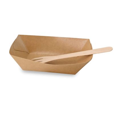 Vassoi per snack di cartone 400 ml, 17 x 12,5 x 4 cm, marrone ingrosso ristoranti paninerie pub pizzerie asporto domicilio take away monouso